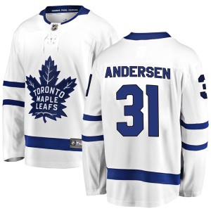 Youth Toronto Maple Leafs Frederik Andersen Fanatics Branded Breakaway Away Jersey - White