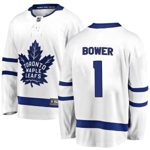 Youth Toronto Maple Leafs Johnny Bower Fanatics Branded Breakaway Away Jersey - White