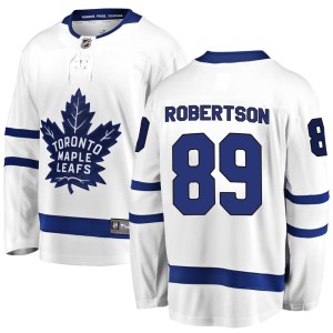 Youth Toronto Maple Leafs Nicholas Robertson Fanatics Branded Breakaway Away Jersey - White
