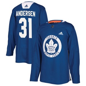 Men's Toronto Maple Leafs Frederik Andersen Adidas Authentic Practice Jersey - Royal