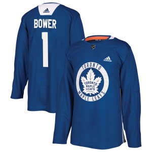 Men's Toronto Maple Leafs Johnny Bower Adidas Authentic Practice Jersey - Royal