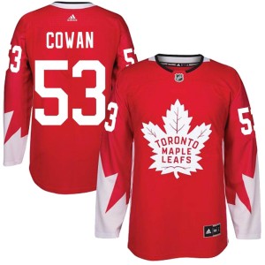Men's Toronto Maple Leafs Easton Cowan Adidas Authentic Alternate Jersey - Red