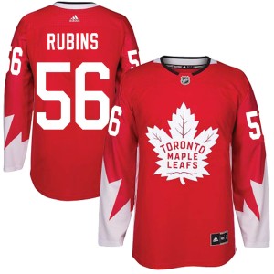Men's Toronto Maple Leafs Kristians Rubins Adidas Authentic Alternate Jersey - Red