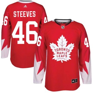 Men's Toronto Maple Leafs Alex Steeves Adidas Authentic Alternate Jersey - Red