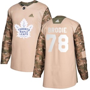 Youth Toronto Maple Leafs TJ Brodie Adidas Authentic Veterans Day Practice Jersey - Camo