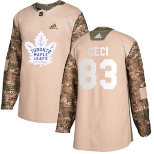 Youth Toronto Maple Leafs Cody Ceci Adidas Authentic Veterans Day Practice Jersey - Camo