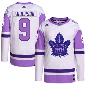 Men's Toronto Maple Leafs Glenn Anderson Adidas Authentic Hockey Fights Cancer Primegreen Jersey - White/Purple