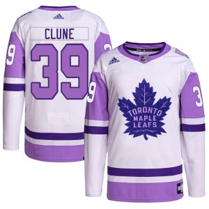 Men's Toronto Maple Leafs Rich Clune Adidas Authentic Hockey Fights Cancer Primegreen Jersey - White/Purple