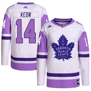 Men's Toronto Maple Leafs Dave Keon Adidas Authentic Hockey Fights Cancer Primegreen Jersey - White/Purple