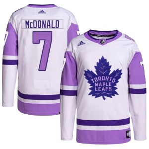 Men's Toronto Maple Leafs Lanny McDonald Adidas Authentic Hockey Fights Cancer Primegreen Jersey - White/Purple