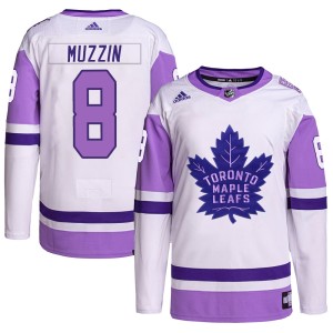 Men's Toronto Maple Leafs Jake Muzzin Adidas Authentic Hockey Fights Cancer Primegreen Jersey - White/Purple