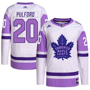 Men's Toronto Maple Leafs Bob Pulford Adidas Authentic Hockey Fights Cancer Primegreen Jersey - White/Purple