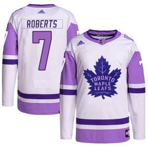 Men's Toronto Maple Leafs Gary Roberts Adidas Authentic Hockey Fights Cancer Primegreen Jersey - White/Purple