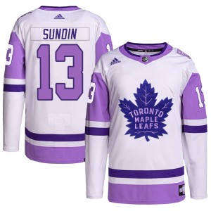 Men's Toronto Maple Leafs Mats Sundin Adidas Authentic Hockey Fights Cancer Primegreen Jersey - White/Purple