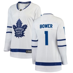 Women's Toronto Maple Leafs Johnny Bower Fanatics Branded Breakaway Away Jersey - White