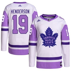 Youth Toronto Maple Leafs Paul Henderson Adidas Authentic Hockey Fights Cancer Primegreen Jersey - White/Purple