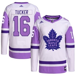 Youth Toronto Maple Leafs Darcy Tucker Adidas Authentic Hockey Fights Cancer Primegreen Jersey - White/Purple