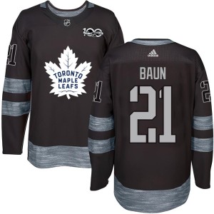 Men's Toronto Maple Leafs Bobby Baun Authentic 1917-2017 100th Anniversary Jersey - Black
