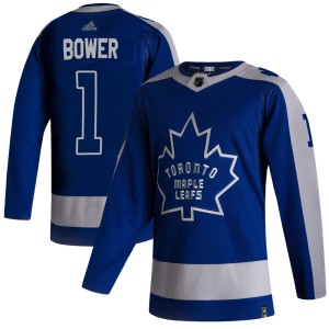 Youth Toronto Maple Leafs Johnny Bower Adidas Authentic 2020/21 Reverse Retro Jersey - Blue