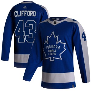 Men's Toronto Maple Leafs Kyle Clifford Adidas Authentic 2020/21 Reverse Retro Jersey - Blue