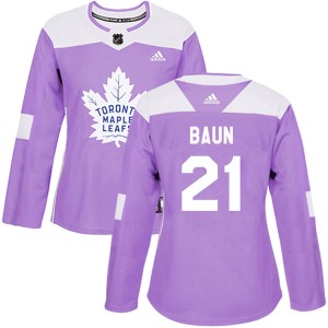 Women's Toronto Maple Leafs Bobby Baun Adidas Authentic Fights Cancer Practice Jersey - Purple