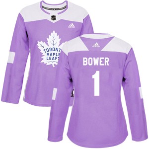 Women's Toronto Maple Leafs Johnny Bower Adidas Authentic Fights Cancer Practice Jersey - Purple