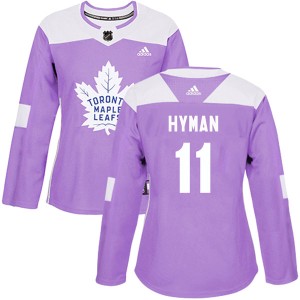 Women's Toronto Maple Leafs Zach Hyman Adidas Authentic Fights Cancer Practice Jersey - Purple