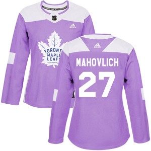 Women's Toronto Maple Leafs Frank Mahovlich Adidas Authentic Fights Cancer Practice Jersey - Purple