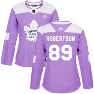 Women's Toronto Maple Leafs Nicholas Robertson Adidas Authentic Fights Cancer Practice Jersey - Purple