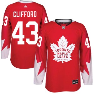 Youth Toronto Maple Leafs Kyle Clifford Adidas Authentic Alternate Jersey - Red