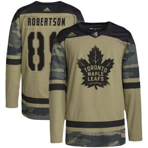 Youth Toronto Maple Leafs Nicholas Robertson Adidas Authentic Military Appreciation Practice Jersey - Camo