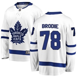 Men's Toronto Maple Leafs TJ Brodie Fanatics Branded Breakaway Away Jersey - White