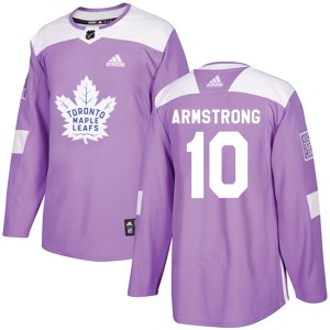 Men's Toronto Maple Leafs George Armstrong Adidas Authentic Fights Cancer Practice Jersey - Purple