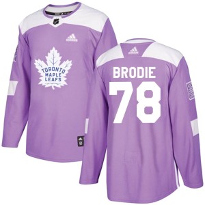 Men's Toronto Maple Leafs TJ Brodie Adidas Authentic Fights Cancer Practice Jersey - Purple
