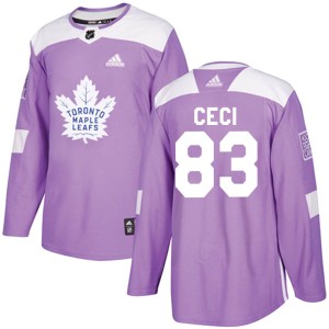 Men's Toronto Maple Leafs Cody Ceci Adidas Authentic Fights Cancer Practice Jersey - Purple
