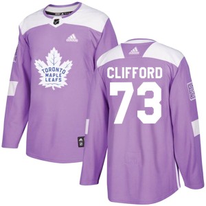 Men's Toronto Maple Leafs Kyle Clifford Adidas Authentic Fights Cancer Practice Jersey - Purple