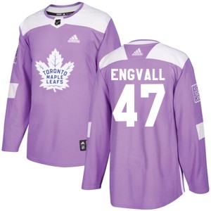 Men's Toronto Maple Leafs Pierre Engvall Adidas Authentic Fights Cancer Practice Jersey - Purple