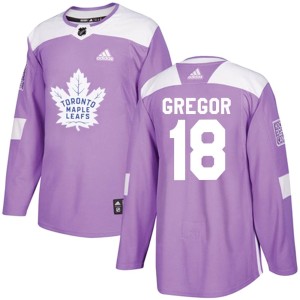 Men's Toronto Maple Leafs Noah Gregor Adidas Authentic Fights Cancer Practice Jersey - Purple