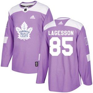 Men's Toronto Maple Leafs William Lagesson Adidas Authentic Fights Cancer Practice Jersey - Purple