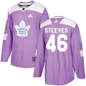 Men's Toronto Maple Leafs Alex Steeves Adidas Authentic Fights Cancer Practice Jersey - Purple