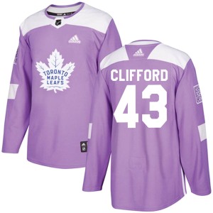 Youth Toronto Maple Leafs Kyle Clifford Adidas Authentic Fights Cancer Practice Jersey - Purple