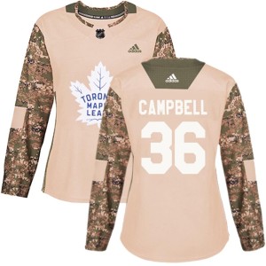 Women's Toronto Maple Leafs Jack Campbell Adidas Authentic Veterans Day Practice Jersey - Camo