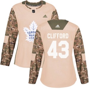 Women's Toronto Maple Leafs Kyle Clifford Adidas Authentic Veterans Day Practice Jersey - Camo