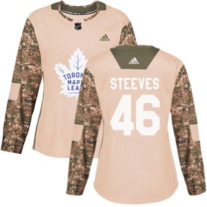 Women's Toronto Maple Leafs Alex Steeves Adidas Authentic Veterans Day Practice Jersey - Camo