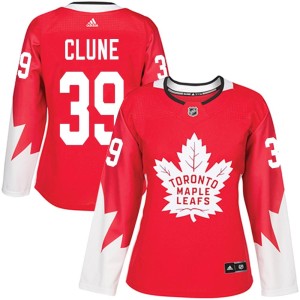 Women's Toronto Maple Leafs Rich Clune Adidas Authentic Alternate Jersey - Red