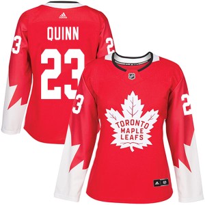 Women's Toronto Maple Leafs Pat Quinn Adidas Authentic Alternate Jersey - Red
