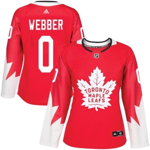Women's Toronto Maple Leafs Cade Webber Adidas Authentic Alternate Jersey - Red