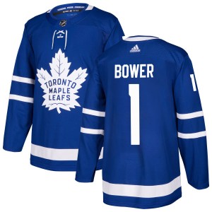 Men's Toronto Maple Leafs Johnny Bower Adidas Authentic Jersey - Blue