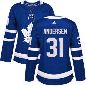 Women's Toronto Maple Leafs Frederik Andersen Adidas Authentic Home Jersey - Royal Blue