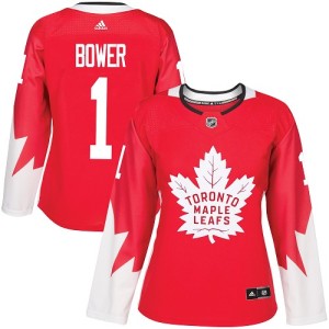 Women's Toronto Maple Leafs Johnny Bower Adidas Authentic Alternate Jersey - Red